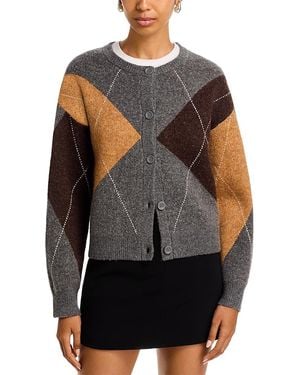 Steve Madden Vivia Argyle Cardigan Sweater - Black