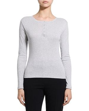 Theory Long Sleeve Henley Top - Gray