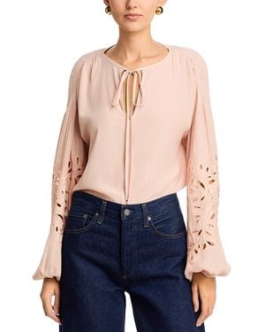 Ramy Brook Zenaida Eyelet Sleeve Top - Blue