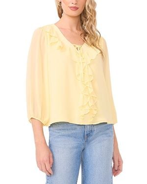 Vince Camuto Double Ruffle V Neck Blouse - Yellow