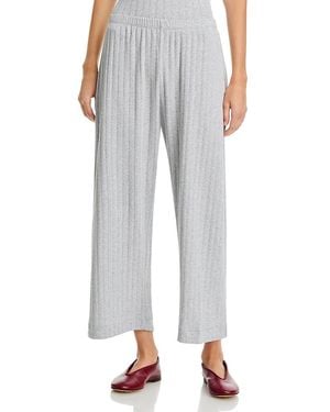 Leset Pointelle Cropped Wide Leg Pants - Gray