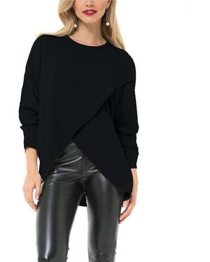 Accouchée Let Loose Crossover Long Sleeve Maternity Nursing Knit Sweater - Black