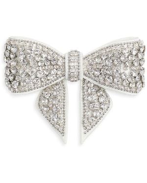Self-Portrait Crystal Embellished Bow Hair Clip - White