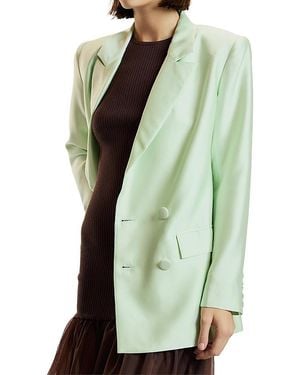 Cynthia Rowley Silk Wool Double Breasted Blazer - Green