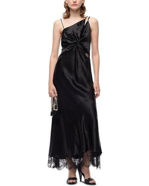Pinko Ferrari Crepe Satin Maxi Dress - Black