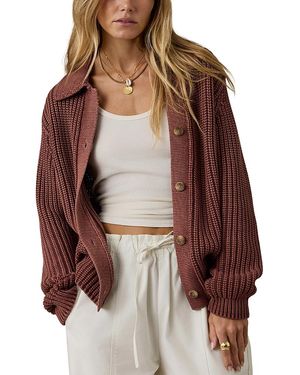 Faherty Sunwashed Cotton Lodge Cardigan - Brown