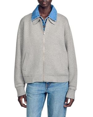 Sandro Hayden Layered Look Zip Cardigan - Blue