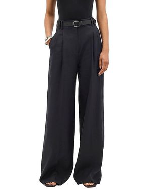 Another Tomorrow Linen Pleated Trouser - Black