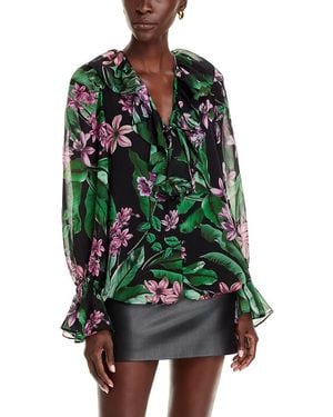 Kobi Halperin Hadley Floral Print Ruffle Blouse - Green
