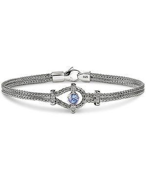 John Hardy Sterling Icon Tanzanite & Diamond Double Woven Link Bracelet - White