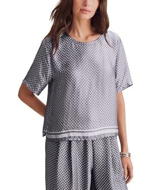 Splendid Printed Short Sleeve Top - Gray