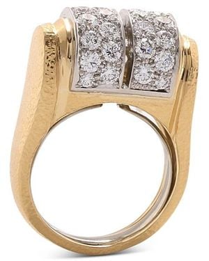 David Webb David Web Platinum & 57Th Street Diamond Twin Arches Statement Ring - White