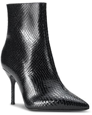 STAUD Sebastian Snake Embossed Leather Ankle Boots - Black