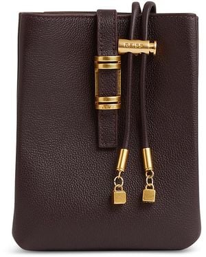 Reiss Vienna Leather Phone Pouch Crossbody - Brown