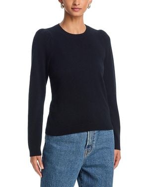Aqua Ruched Puffed Shoulder Sweater - Blue