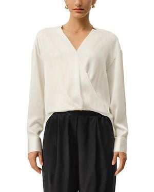 LILYSILK Silk Charmeuse Regular V-Neck Shirt - White