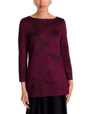 Misook Metallic Patterned Tunic - Red