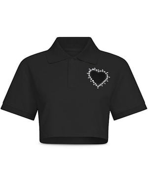 Area Embellished Heart Top - Black
