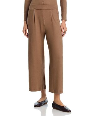 Leset Lauren Crop Pleated Pants - Brown