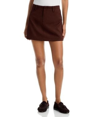 Aqua Faux Suede Mini Skirt - Brown