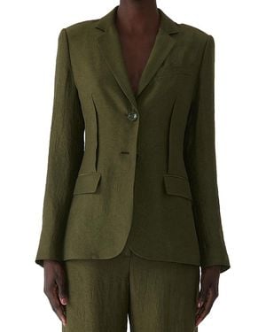 Jason Wu Crinkled Satin Single Breasted Blazer - Green