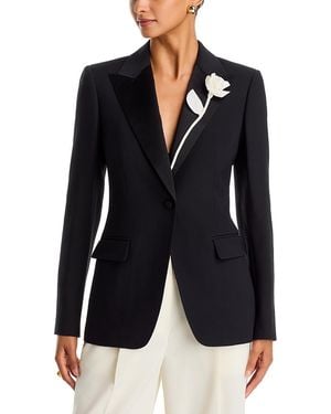 Lafayette 148 New York Rose Embellished Peak Lapel Blazer - Blue