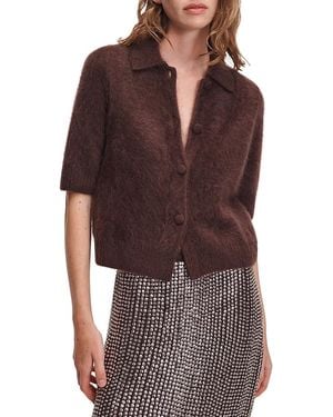 Rag & Bone Jada Brushed Cashmere Short Sleeve Cardigan - Brown