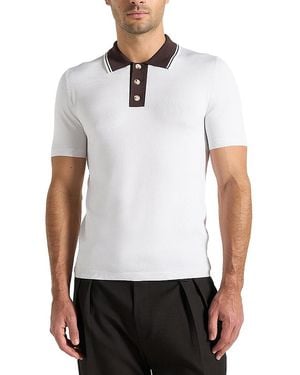 Manière De Voir Roux Contrast Detail Luxe Knit Polo Shirt - White