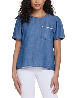 NYDJ Puff Sleeve Tee - Blue