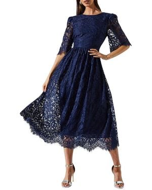 Coast Lace Short Sleeve Midi Dress - Blue
