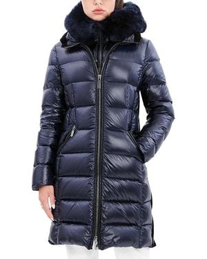 Dawn Levy Kat Shearling Trim Down Puffer Coat - Blue