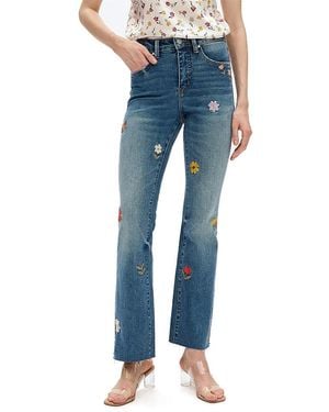 Bayeas Flora Embroidered Bootcut Flared Jeans 5 Pocket Style - Blue