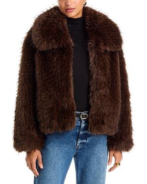 Love Token Plush Faux Fur Jacket - Brown