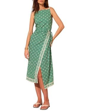 Mint Velvet Linen Blend Square Neck Midi Dress - Green
