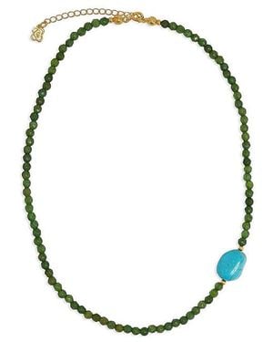 Ottoman Hands Felice Jade And Beaded Necklace - Metallic
