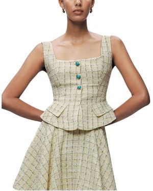 Nocturne Button Accessory Tweed Bustier - Gray