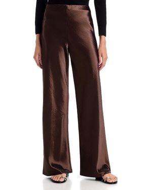 Aqua Satin Bias Cut Pants - Brown