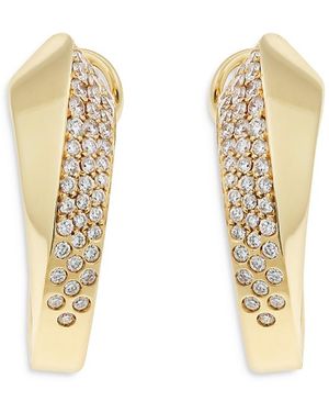 Crivelli 18K Like Diamond Pave Curved Hoop Earrings - Natural