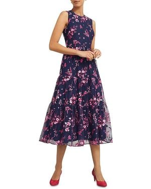 Hobbs Bethany Floral Embroidered Midi Dress - Purple