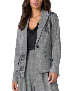 Liverpool Los Angeles Floral Check Print Notch Lapel Blazer - Gray