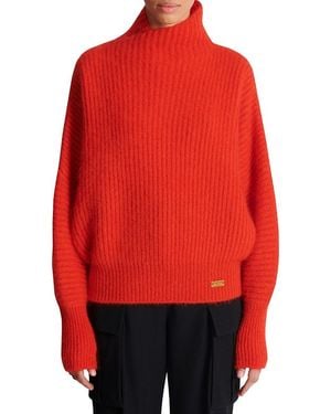 Balmain Mohair Knit Sweater With Collar Detail - Red
