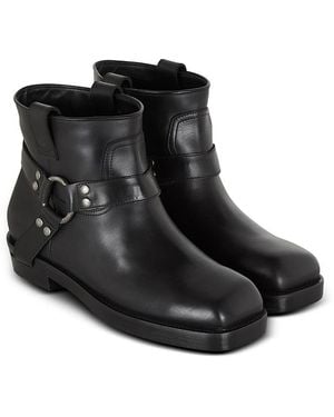 Balmain Calfskin Leather Biker Ankle Boots - Black