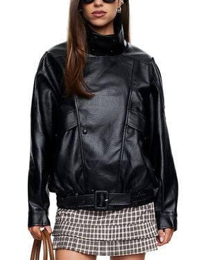 Lioness Rogue Faux Leather Bomber Jacket - Black