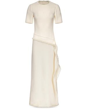 FFORME Jaune Asymmetric Frayed Hem Dress - White