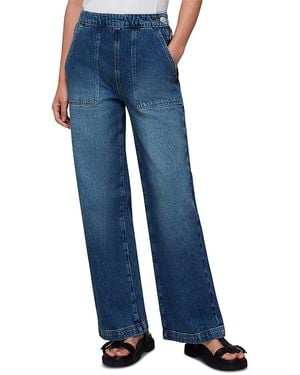Whistles Cotton Authentic Side Zip Mid Rise Straight Jeans - Blue