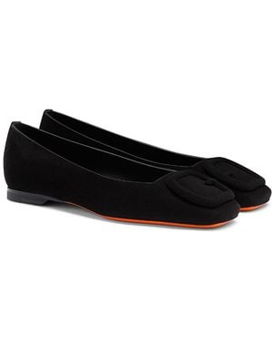 Santoni Maya Suede Ballet Flat - Black