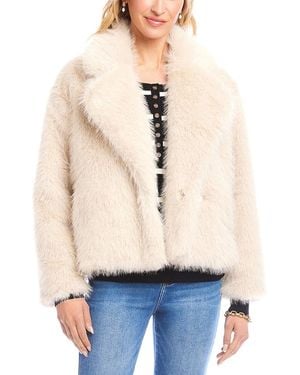 Karen Kane Cropped Faux Fur Jacket - Natural