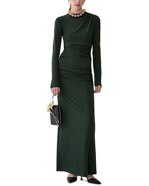Carolina Herrera Long Sleeve Back Slit Maxi Dress - Green
