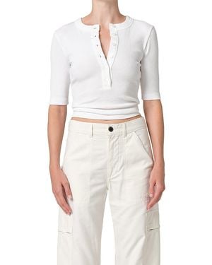 Citizens of Humanity Nali Short Sleeve Henley Top - White