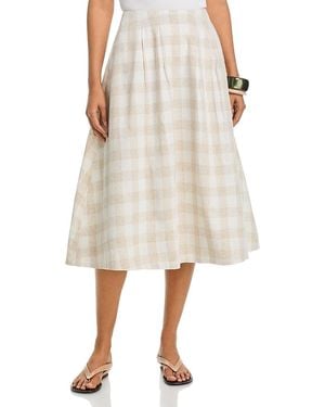 Aqua Gingham Midi Skirt - Natural